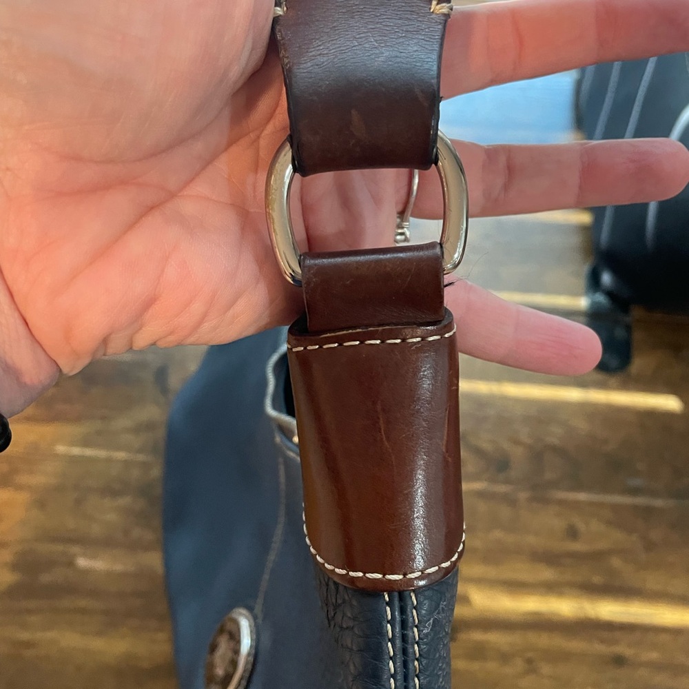 Dooney & Bourke Navy and Brown Shoulder Bag - Picture 5 of 10